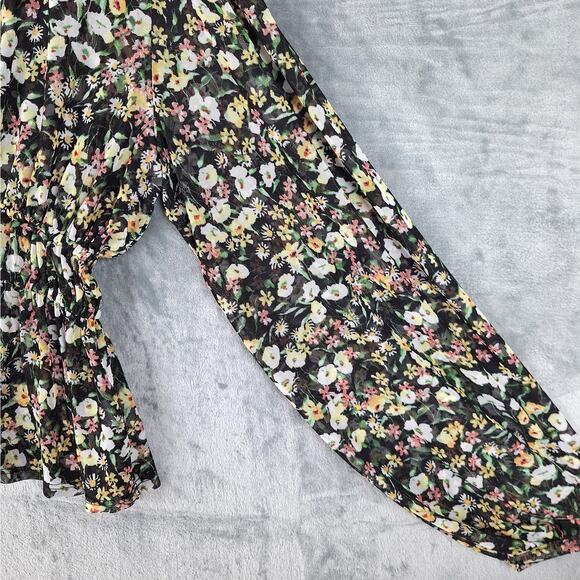 Womens Top Large Romantic Floral Bloomcore Feminine Boho Chic Peasant Festival - Picture 3 of 8